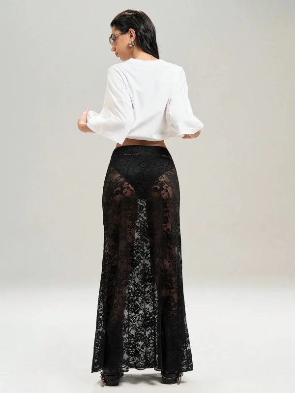 High Waist Lace Pencil Skirt - Street Style Edge-2025-(Women's S-XXL)-[MAV]