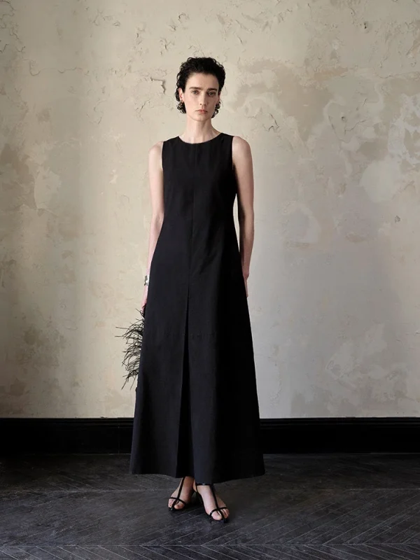 Flowy A-Line Sleeveless Sundress - Breathable Summer Dress with Adjustable Waist-2025-[MAV]