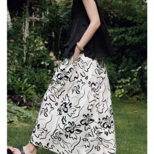 Cubist Art Print Cotton Skirt - Geometric Pattern Everyday Skirt-2025-[MAV]