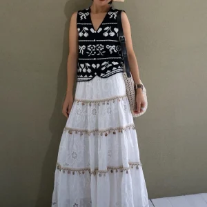 Macram Fringe Maxi Skirt - Handmade Boho Beach Skirt-2025-[MAV]