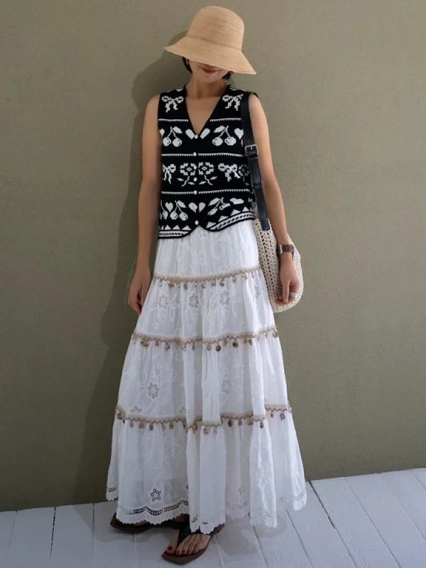 Macram Fringe Maxi Skirt - Handmade Boho Beach Skirt-2025-[MAV]