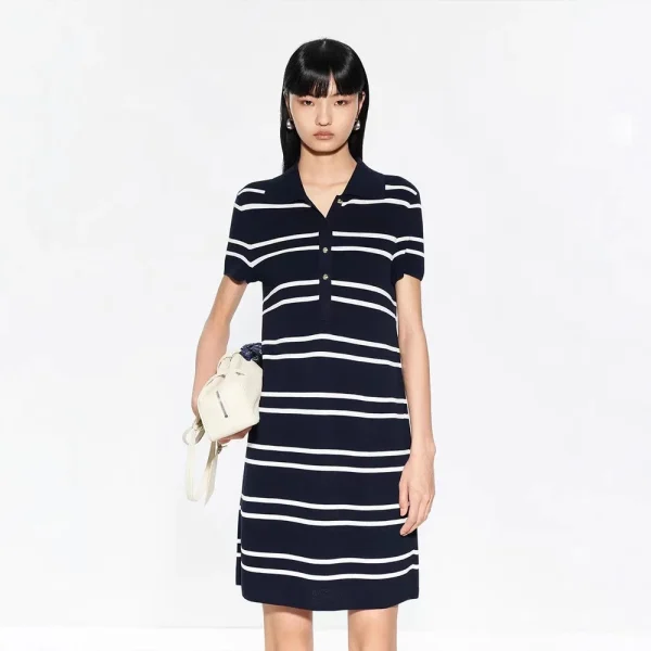 Piqu Knit Shirt Dress - Business Casual Dress-2025-[MAV]