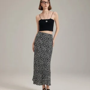 16mm Silk Pencil Skirt - Polka Dot Bodycon Mermaid Skirt-2025-[MAV]