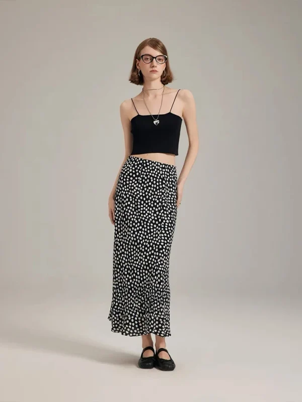 16mm Silk Pencil Skirt - Polka Dot Bodycon Mermaid Skirt-2025-[MAV]