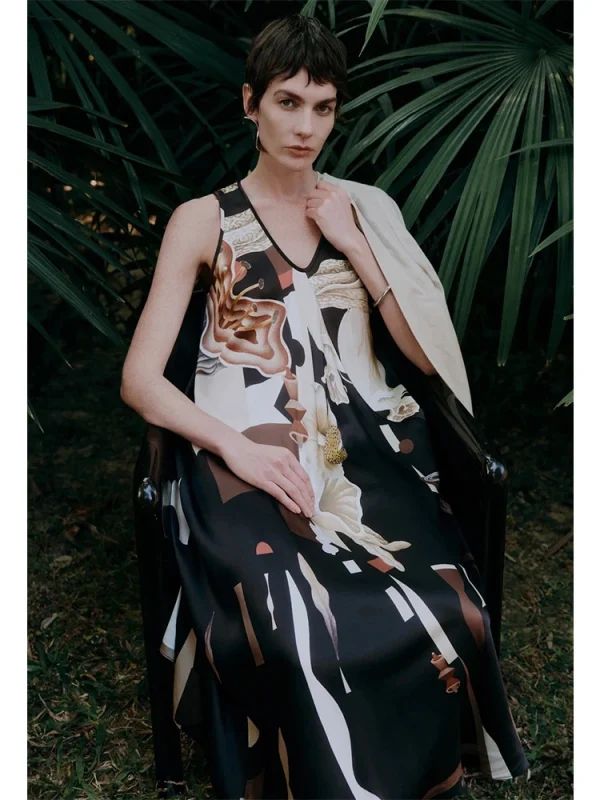 Artist Print Slip Dress - Gallery Opening Dress-2025-[MAV]