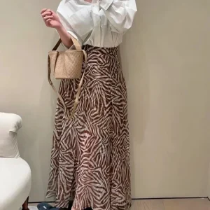 Zebra Print Silk Maxi Skirt - Luxury Tiered Ruffle Skirt-2025-[MAV]