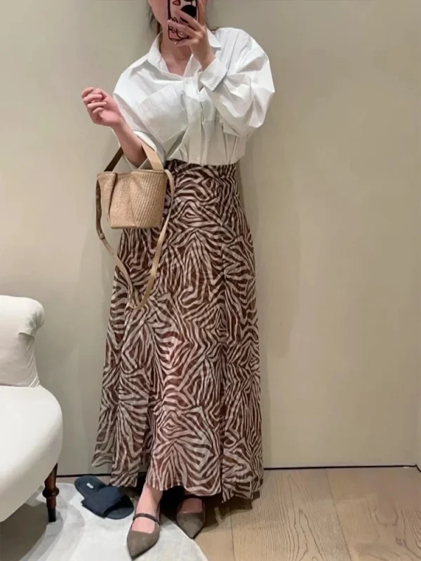 Zebra Print Silk Maxi Skirt - Luxury Tiered Ruffle Skirt-2025-[MAV]