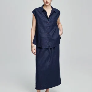 Old Money Style Linen Skirt - Effortless Elastic Waist Skirt-2025-[MAV]