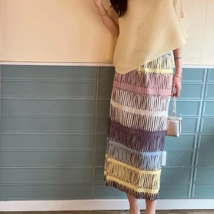 Color Block Pleated Skirt - Architectural Mini Skirt-2025-[MAV]