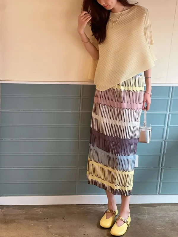Color Block Pleated Skirt - Architectural Mini Skirt-2025-[MAV]