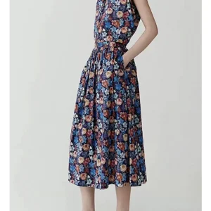Stretch Cotton Printed Set - Sleeveless Top & Skirt-2025-[MAV]