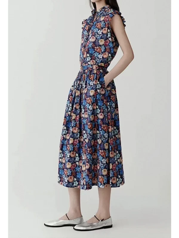 Stretch Cotton Printed Set - Sleeveless Top & Skirt-2025-[MAV]