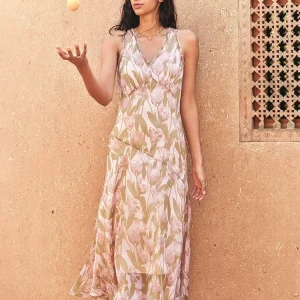 Twin Tulips Print Dress - Resort Wear Maxi Dress-2025-[MAV]