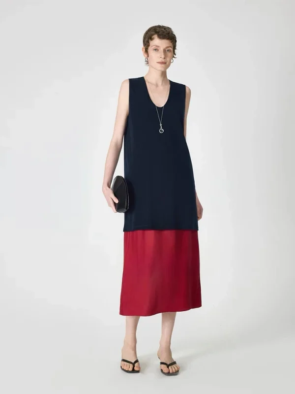 Satin Waistband Skirt - Glamorous Midi Skirt-2025-[MAV]