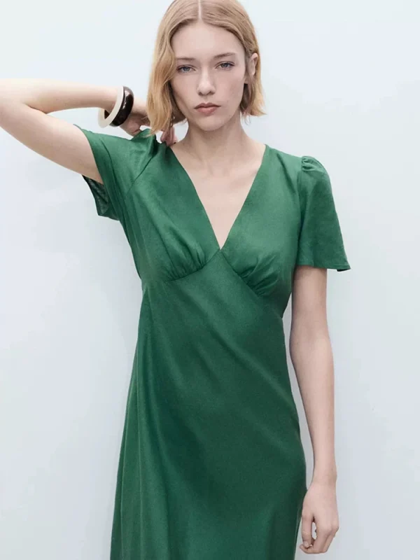 French Linen Wrap Dress - Beach Cover Up Dress-2025-[MAV]
