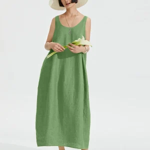 Luxe Linen Slip Dress - Minimalist Maxi Dress-2025-[MAV]