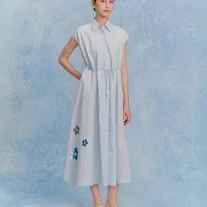 Metallic Floral Shirt Dress - Oversized Boyfriend Dress-2025-[MAV]