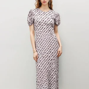 French Ruffle Sleeve Dress - Fitted Midi Dress-2025-[MAV]