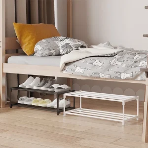 Japanese minimalism Two-Tier Shoe Rack (21cm H) - Steel&PP