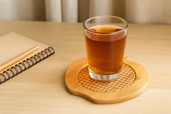 Japanese Bamboo Wooden Coaster with drink