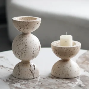 Wabi-Sabi Cylindrical Stone Candle Holder
