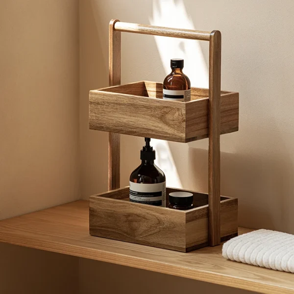 Minimalism Two-Tier Essential Oil Display Shelf - Aromatherapy Organizer - Wood