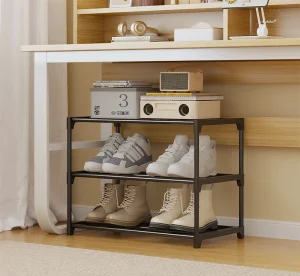 Minimalism Three-Tier Shoe Rack (38cm H) - Steel&PP