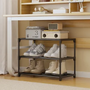 Minimalism Three-Tier Shoe Rack (38cm H) - Steel&PP