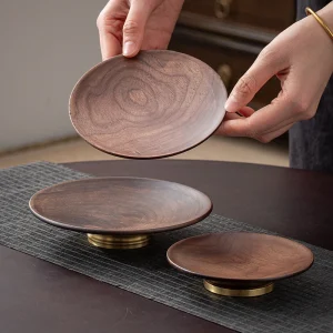 Dessert Plates – Walnut Wood Snack Trays for Fruits, Nuts & Tea Ceremony | Handcrafted Tea Party Serving Board
