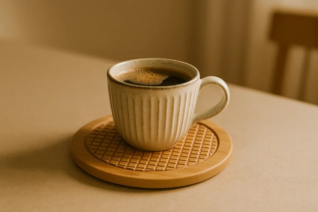 Home 14 Bamboo Wooden-oaster - Minimalist Round Heat-Resistant Drink Mat for Tea & Coffee Cups