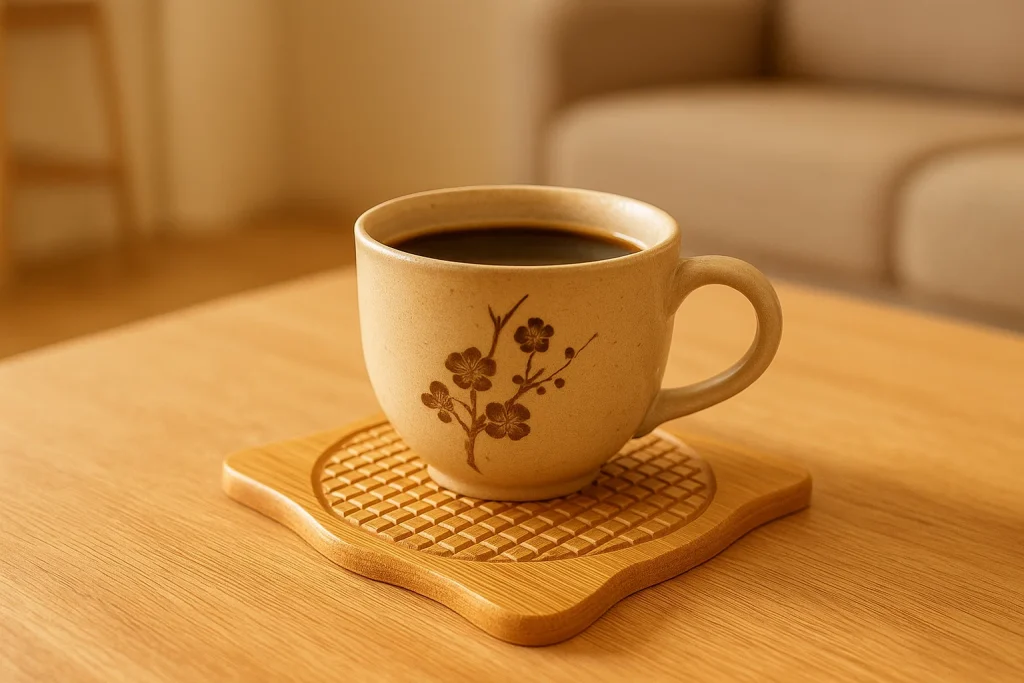 Japanese Bamboo Wooden-oaster - Minimalist Square Heat-Resistant Drink Mat for Tea Coffee Cups