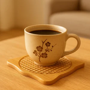 Japanese Bamboo Wooden-oaster - Minimalist Square Heat-Resistant Drink Mat for Tea Coffee Cups