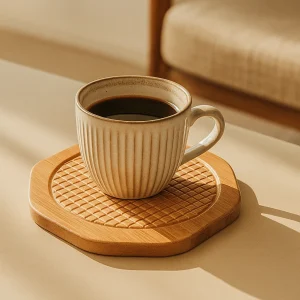 Bamboo Wooden-oaster - Minimalist -tagon Heat-Resistant Drink Mat for Tea &  Coffee Cups